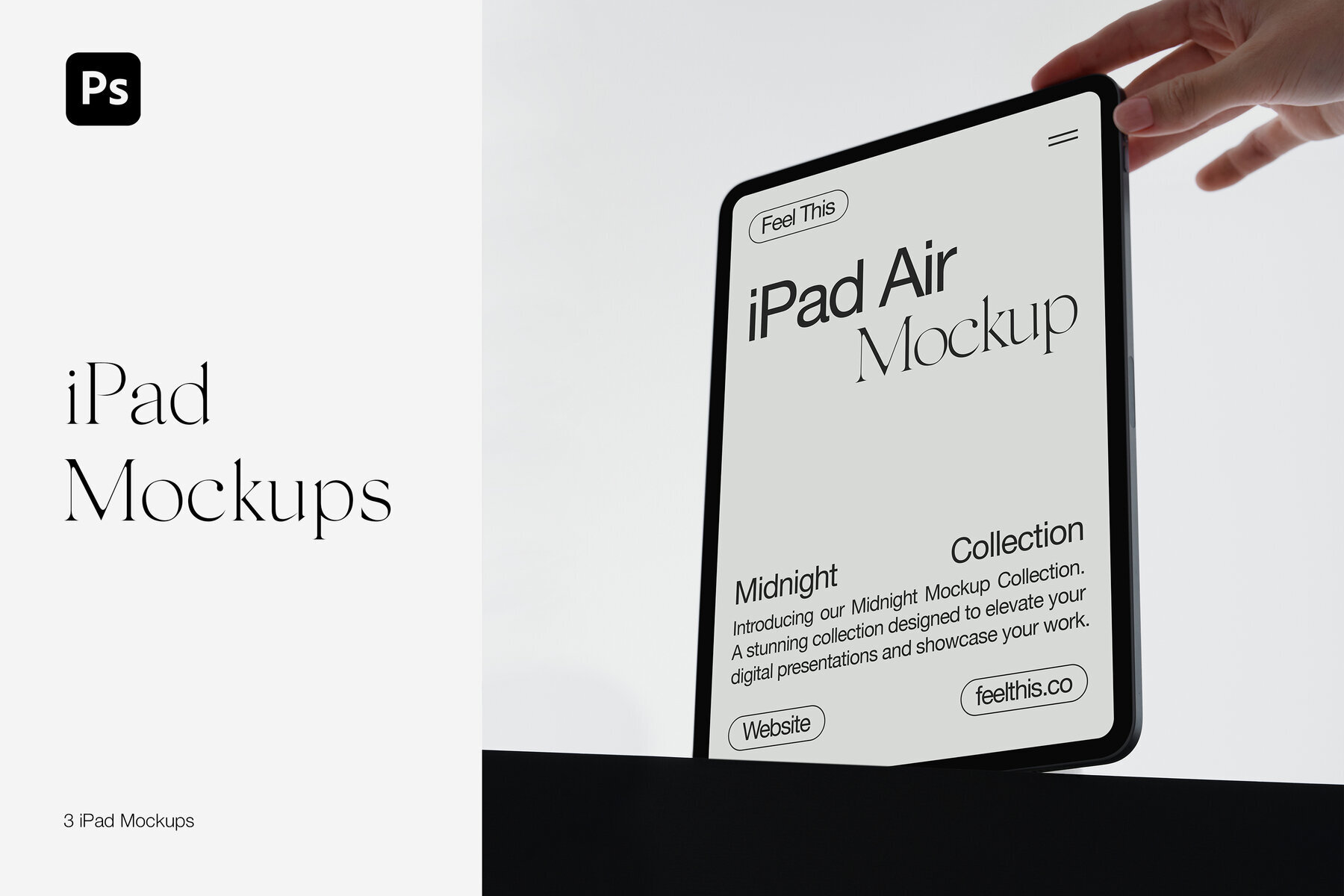 iPad Air with Hand Mockups for Photoshop Psd 1