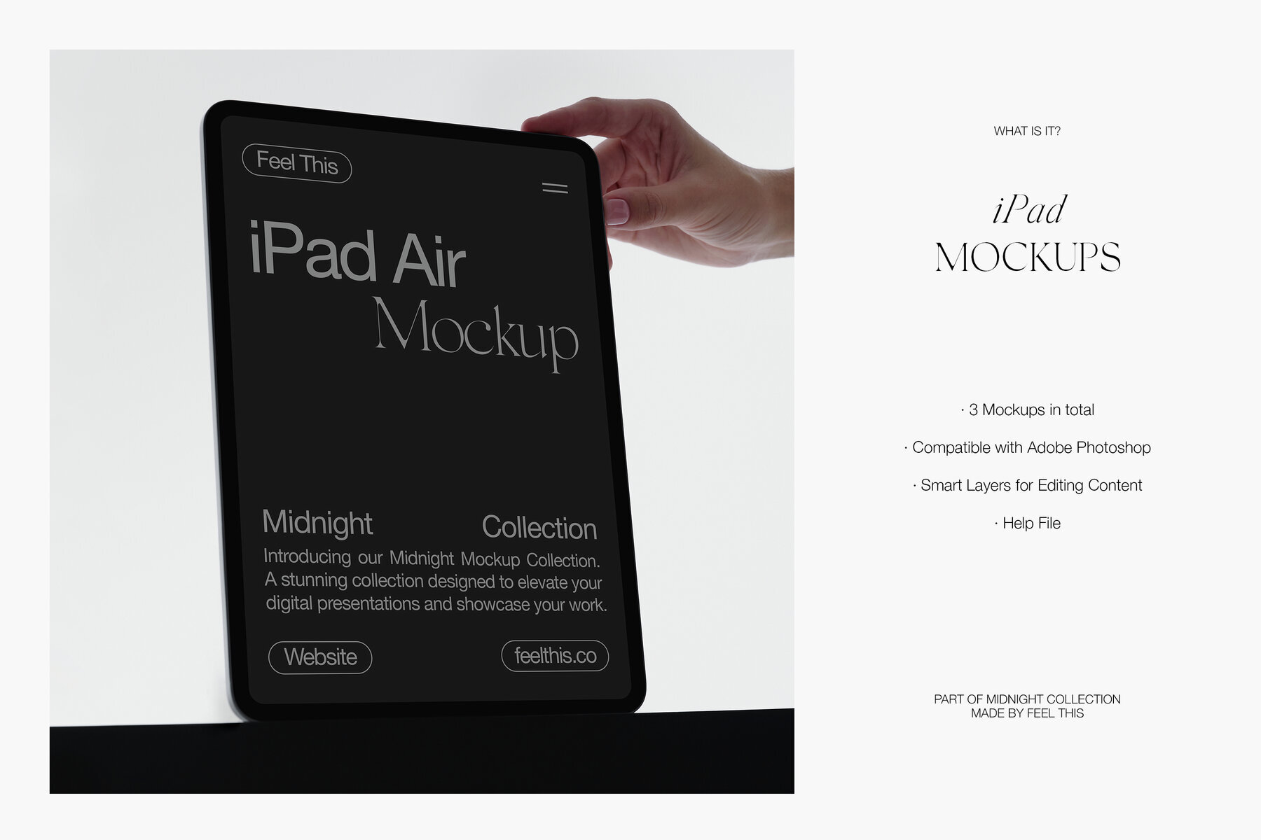iPad Air with Hand Mockups for Photoshop Psd 2