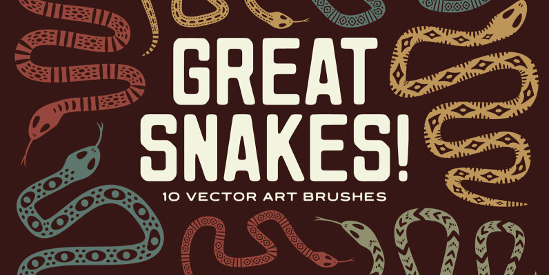 Great Snakes Vector Art Brushes for Adobe Illustrator