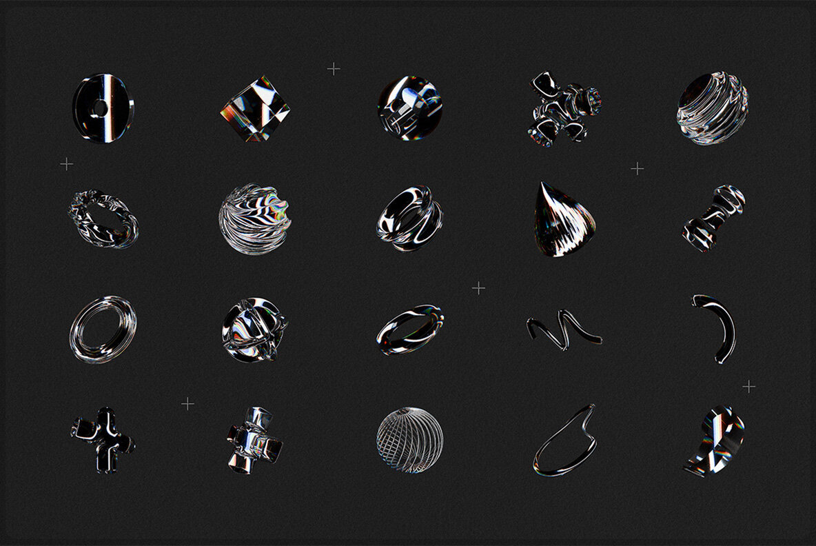 3D Dispersion Glass Shapes 2