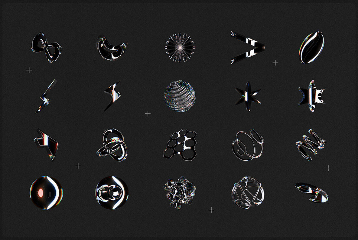 3D Dispersion Glass Shapes 3