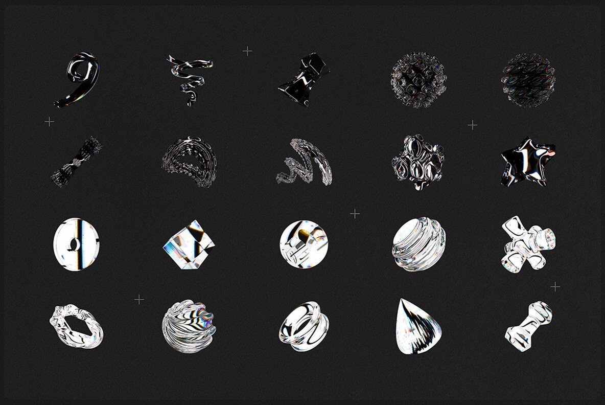 3D Dispersion Glass Shapes 4