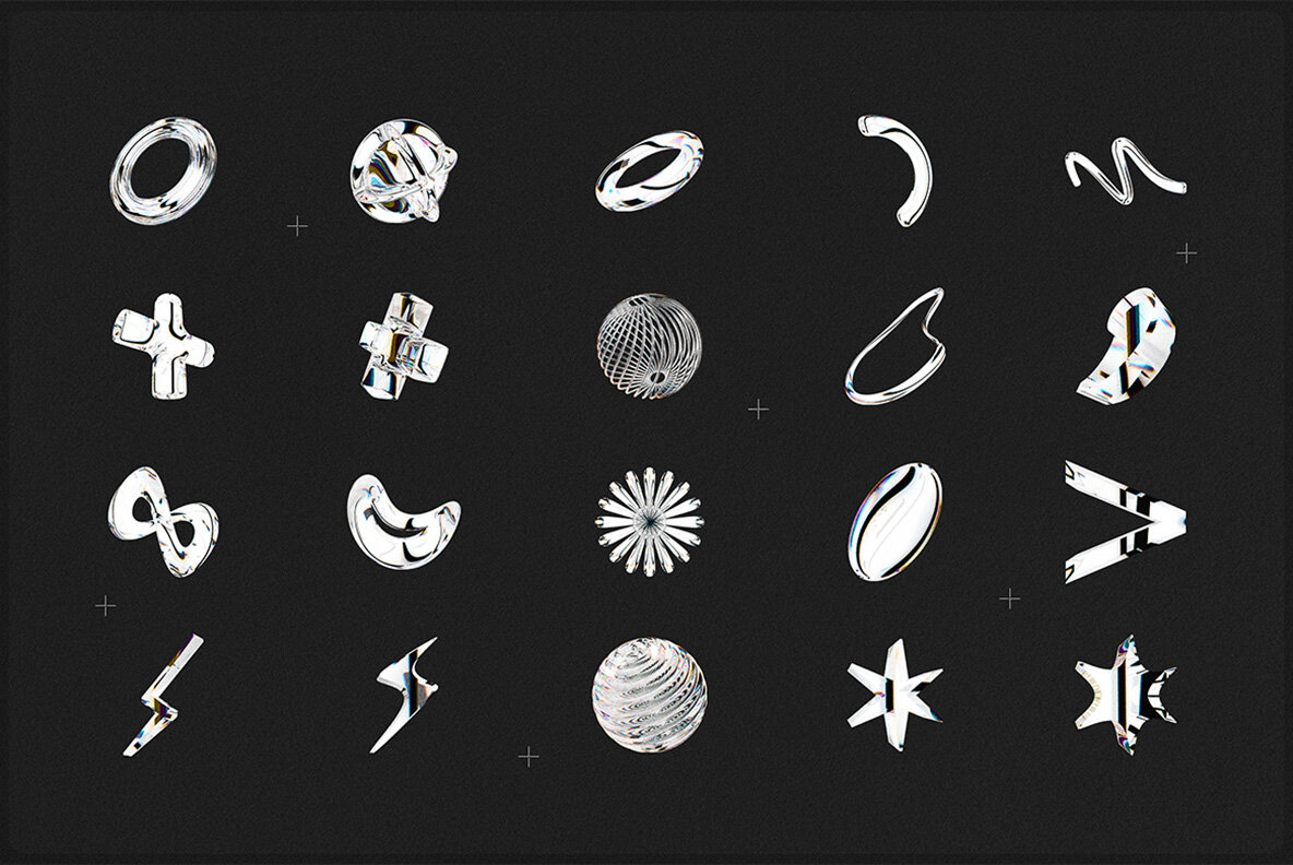 3D Dispersion Glass Shapes 5