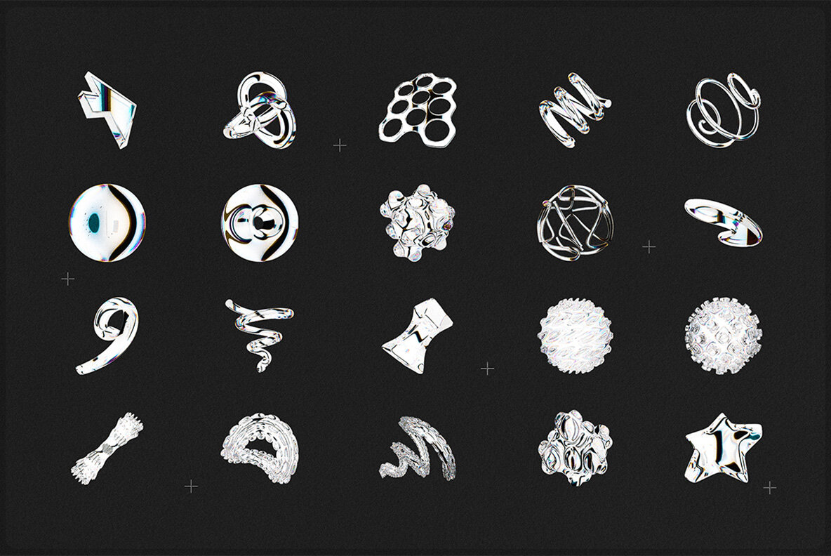 3D Dispersion Glass Shapes 6