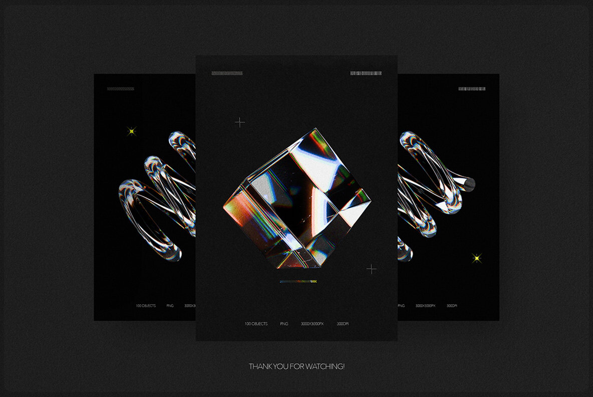 3D Dispersion Glass Shapes 8