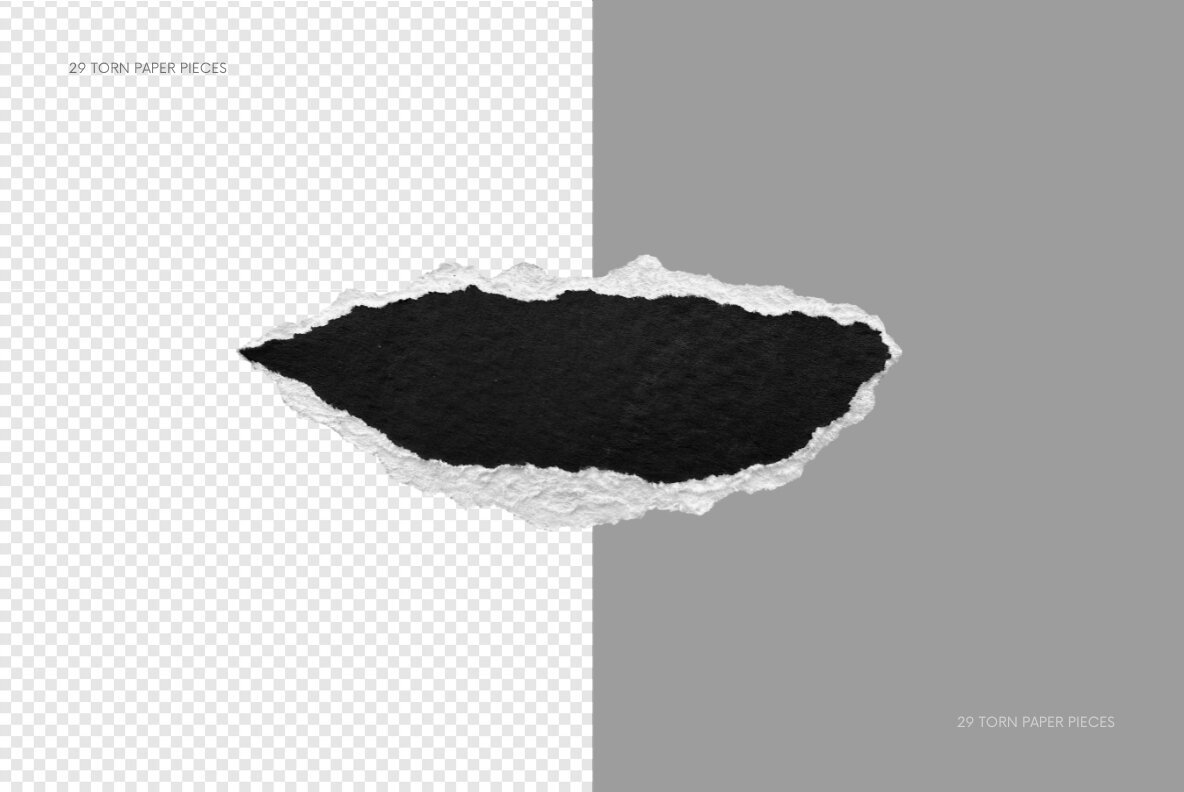 29 Black and White Ripped Paper Pieces 3