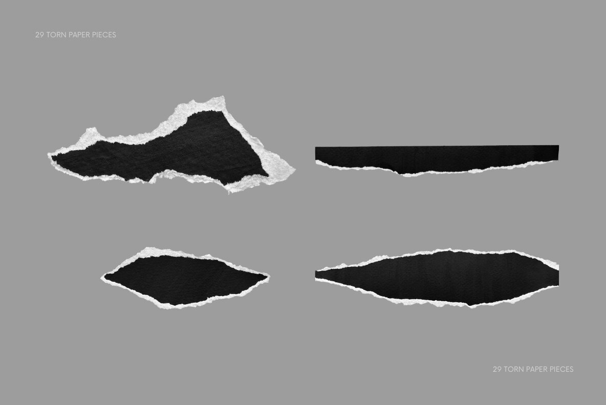 29 Black and White Ripped Paper Pieces 5