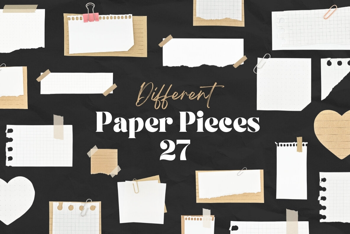 27 Different Ripped Paper Pieces 1