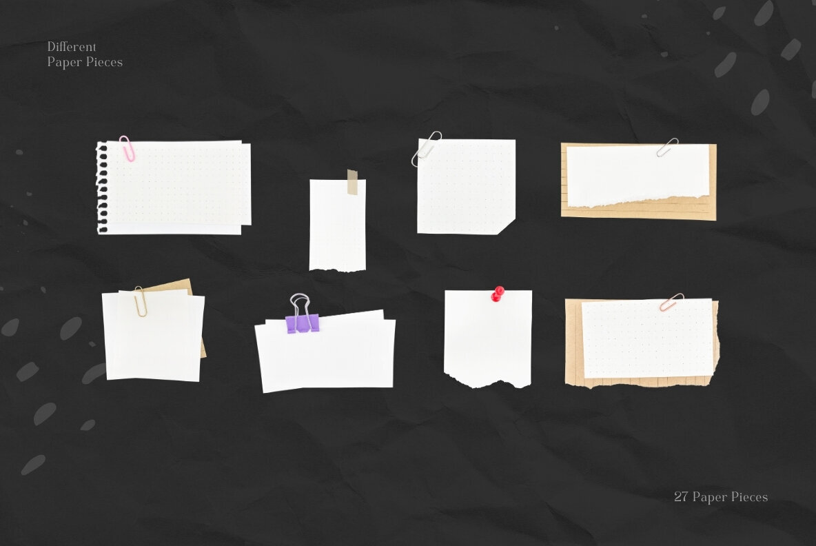 27 Different Ripped Paper Pieces 2