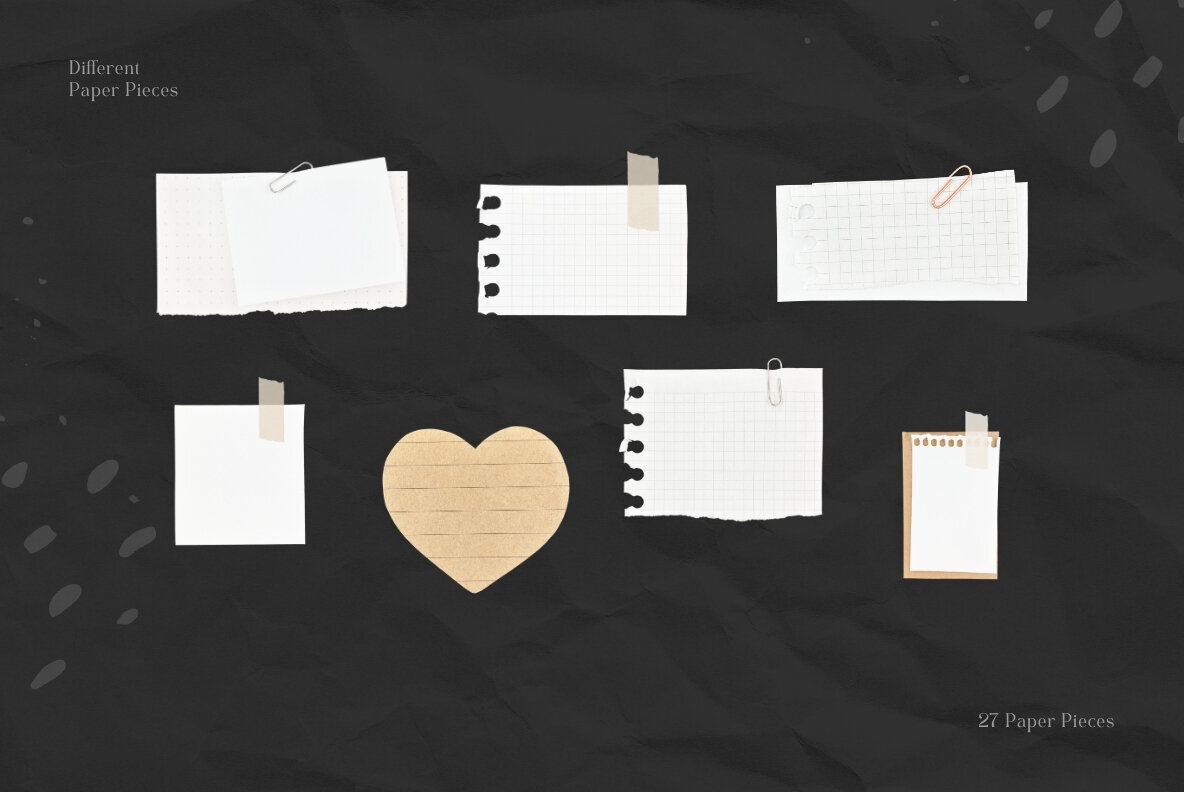 27 Different Ripped Paper Pieces 3