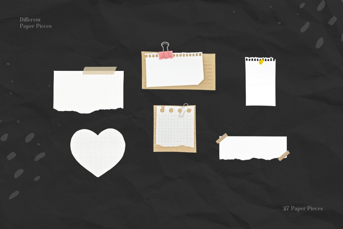 27 Different Ripped Paper Pieces 4