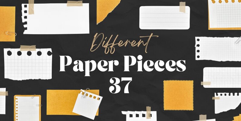 37 Textured Ripped Paper Pieces