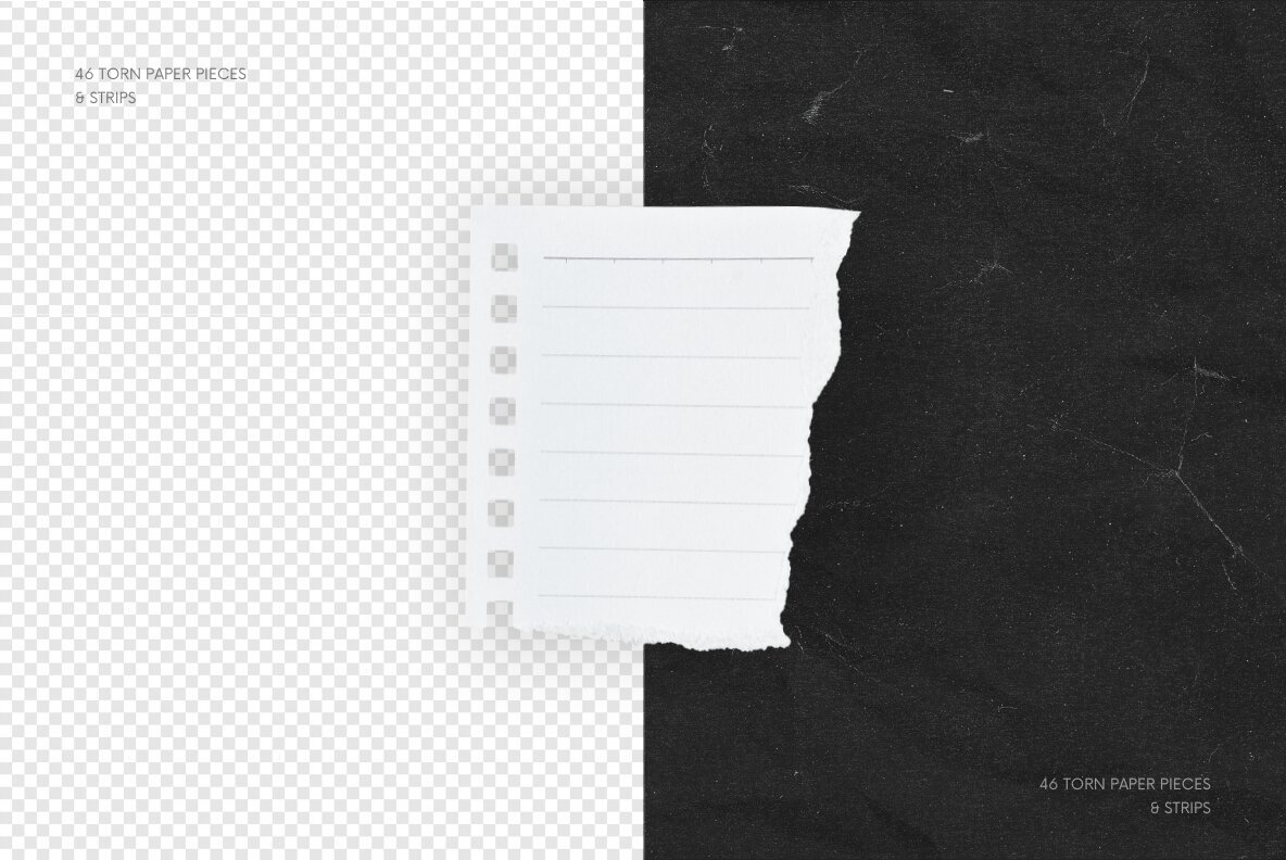 46 White Textured Ripped Paper Pieces and Strips 3