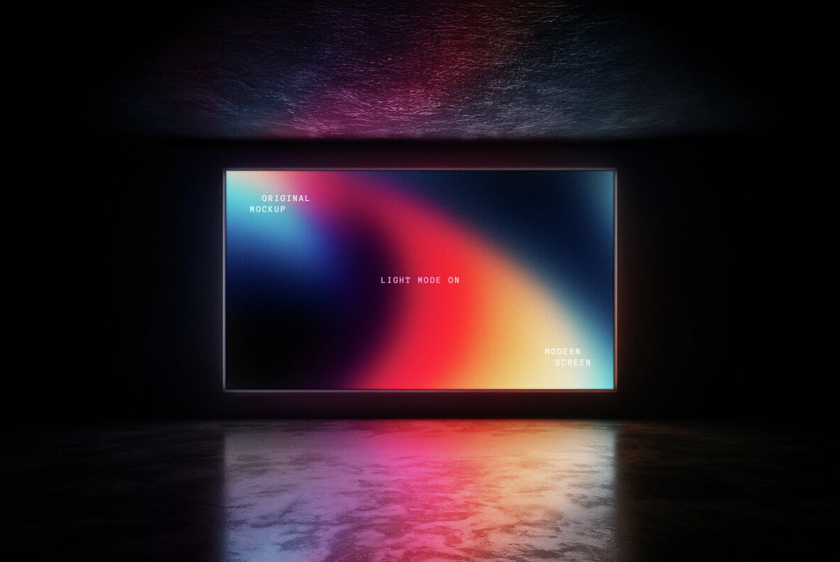 Glowing Horizontal Screen Mockup 3