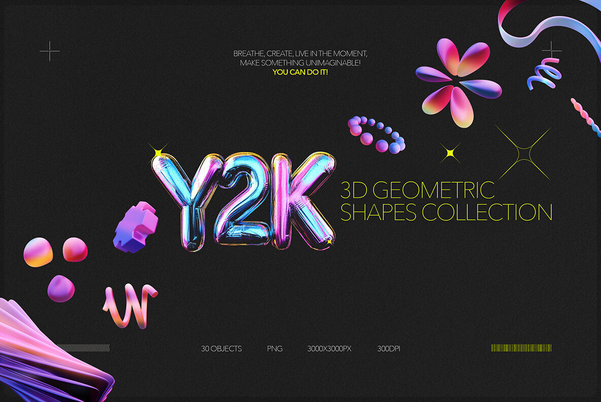 Y2K 3D Geometric Shapes Collection 1
