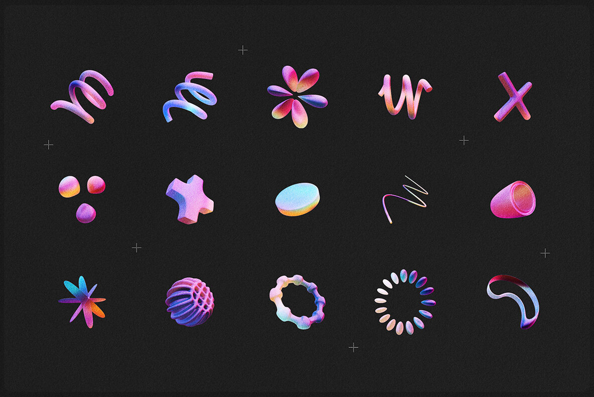 Y2K 3D Geometric Shapes Collection 3