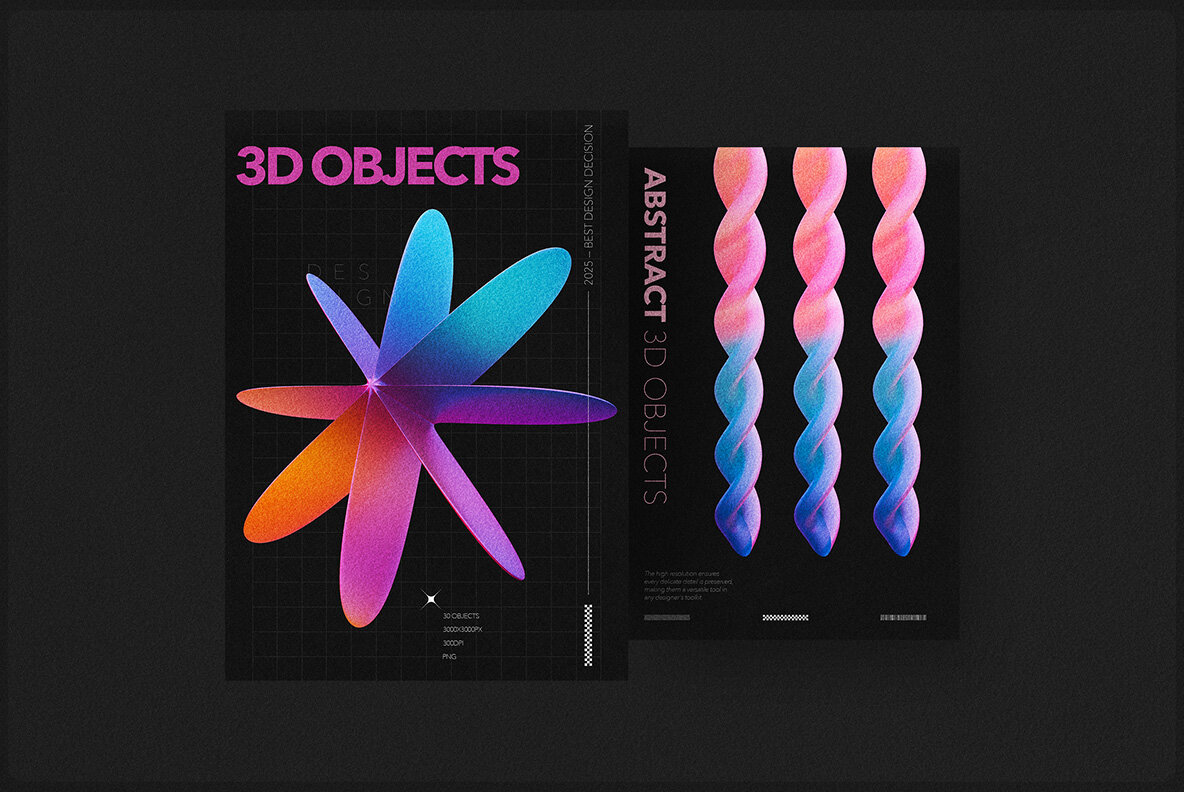 Y2K 3D Geometric Shapes Collection 4