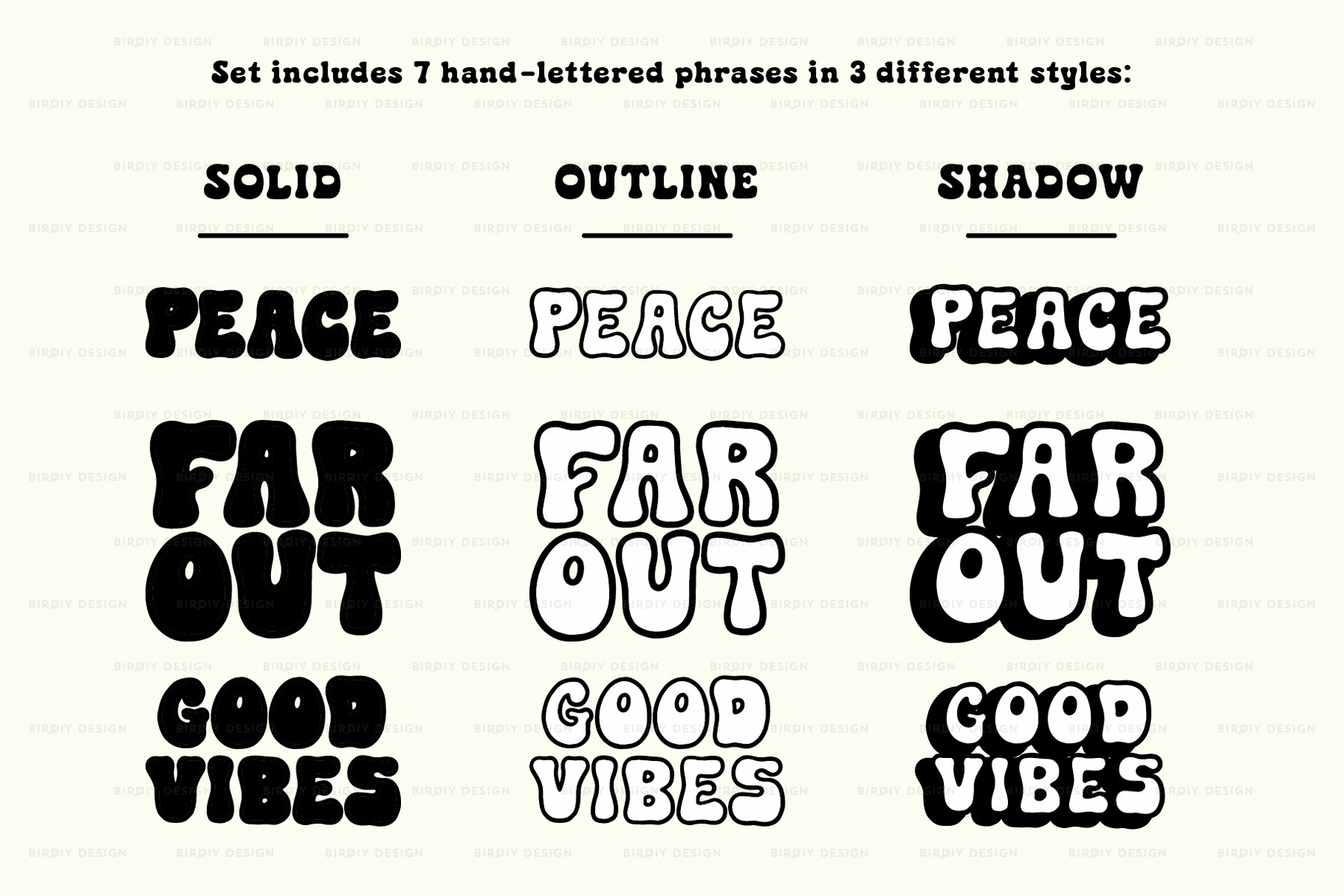 Psychedelic Retro Hippie Icons and Lettering 5