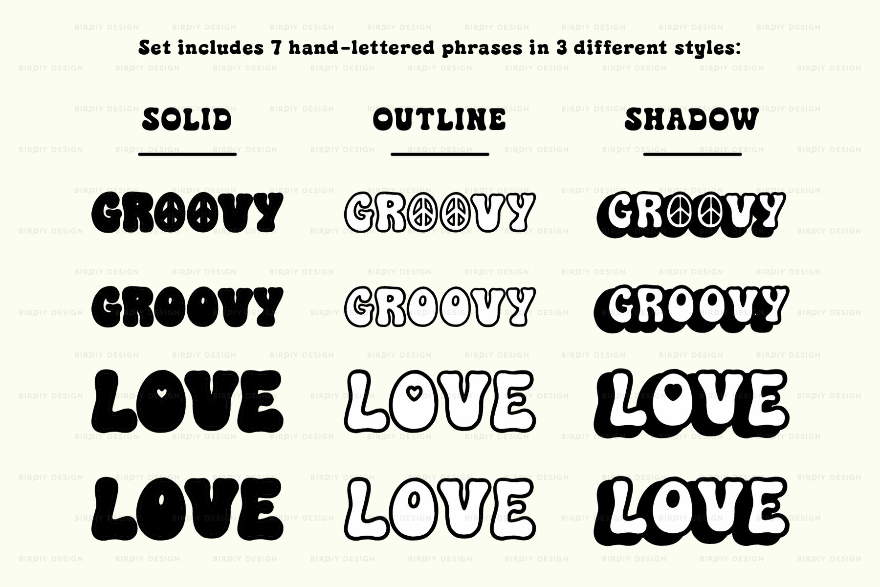 Psychedelic Retro Hippie Icons and Lettering 6