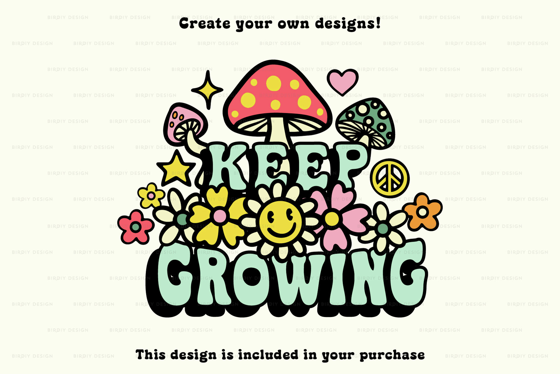 Psychedelic Retro Hippie Icons and Lettering 9