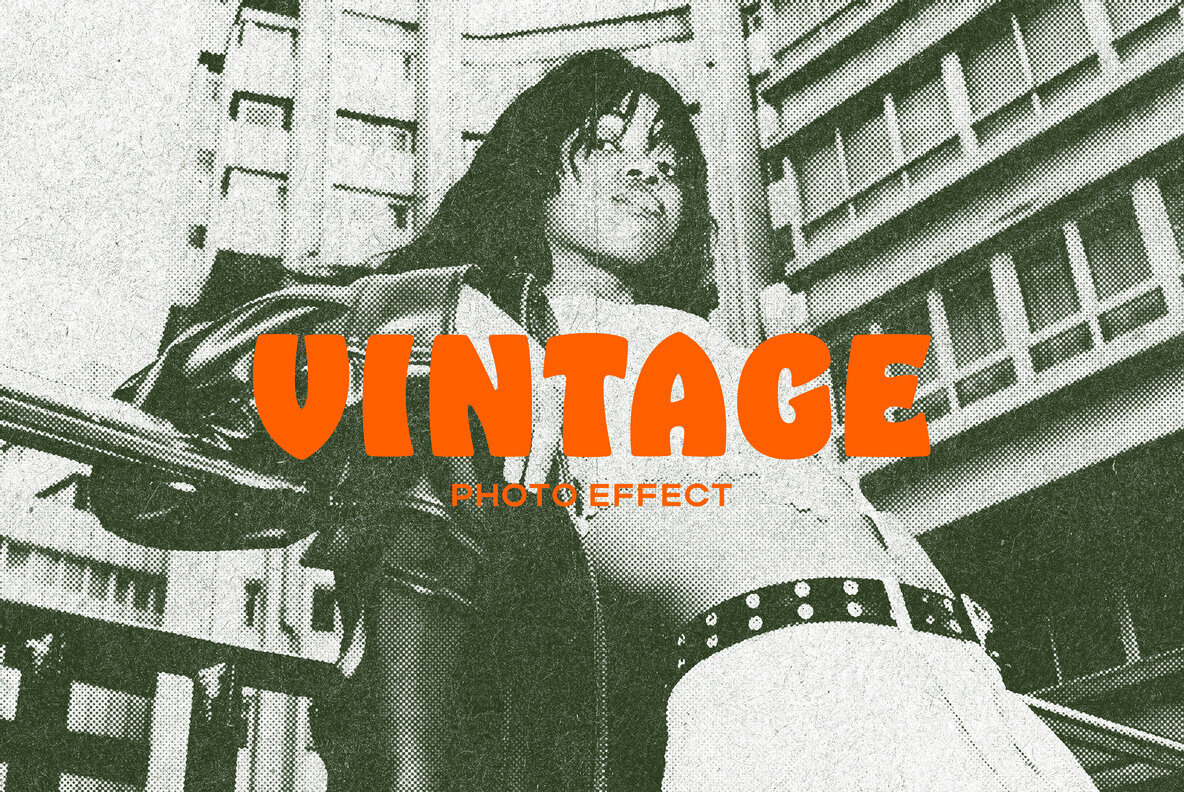 Retro Postcard Halftone Photo Effect 1