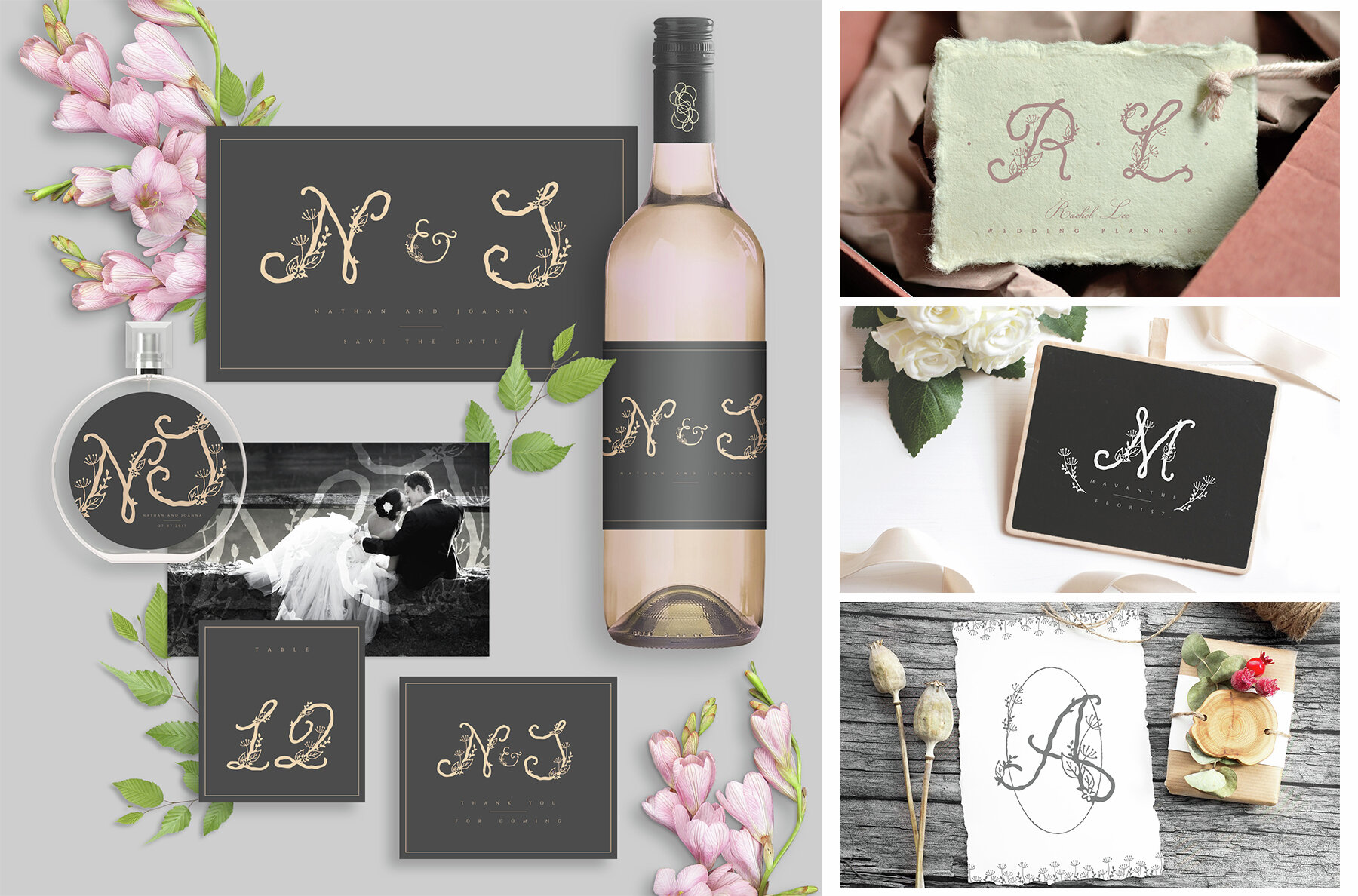 Efelious   Floral monogram alphabet set 5
