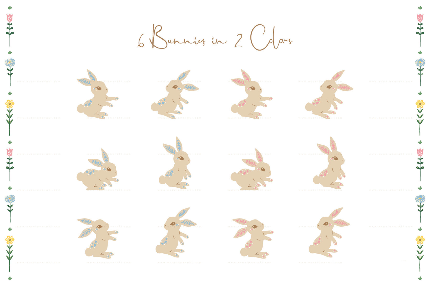 Easter Bunny and Eggs Illustrations 2