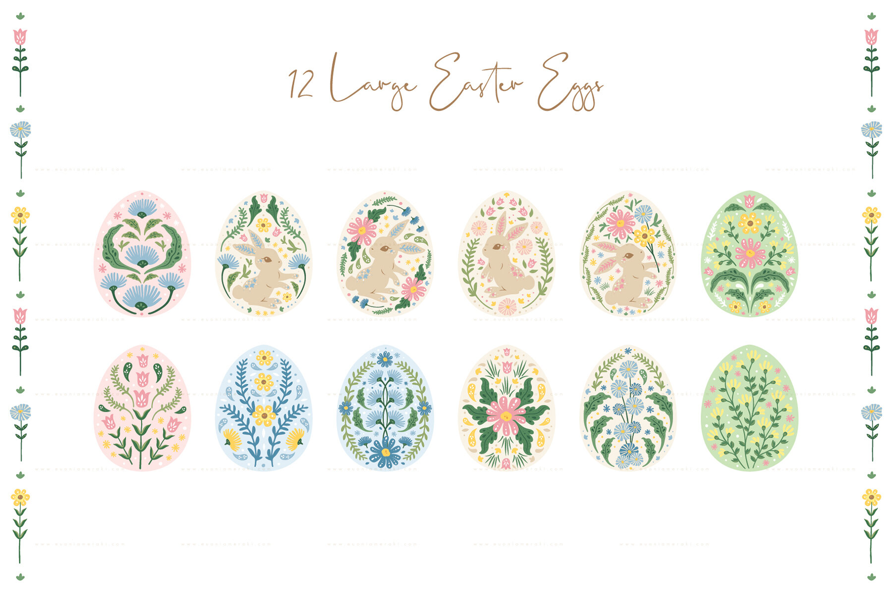 Easter Bunny and Eggs Illustrations 5