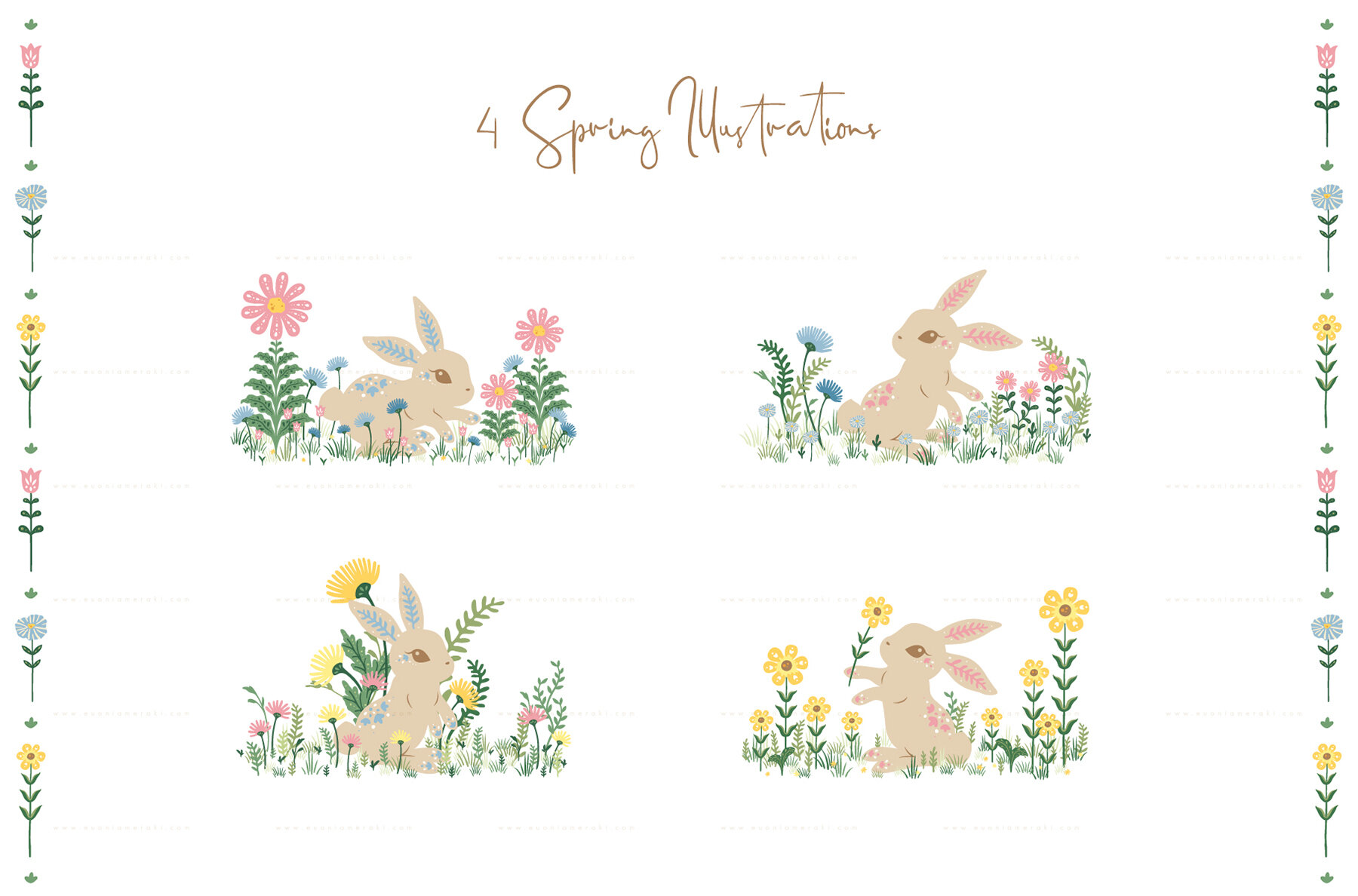 Easter Bunny and Eggs Illustrations 7