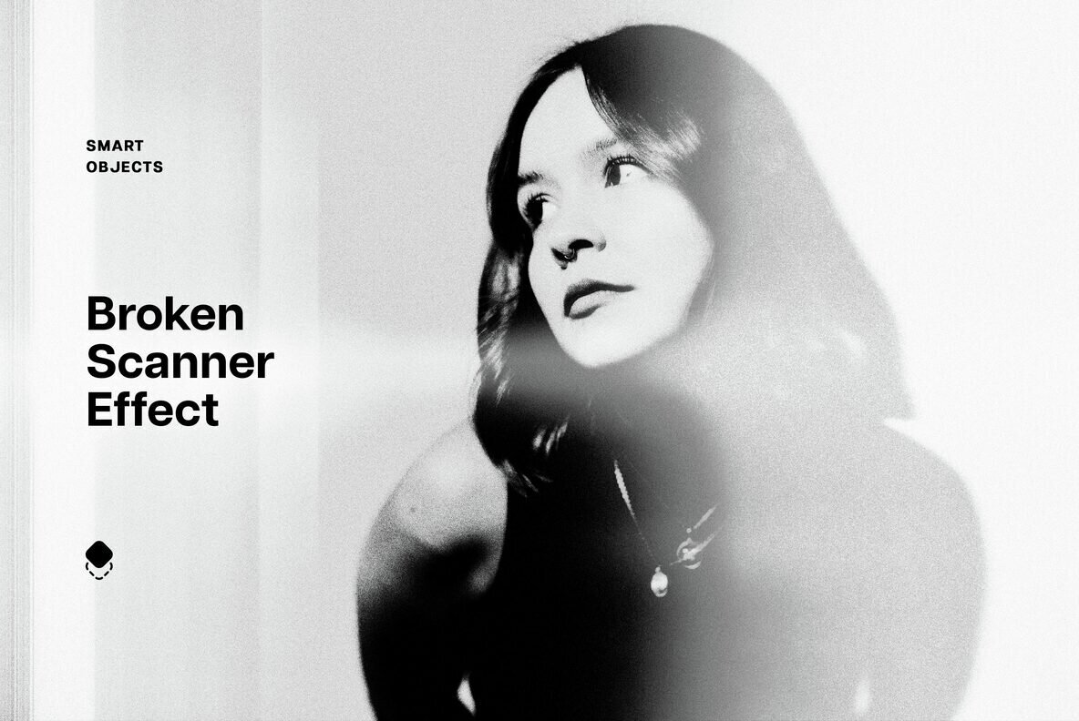 Black and White Broken Scanner Photo Effect 1