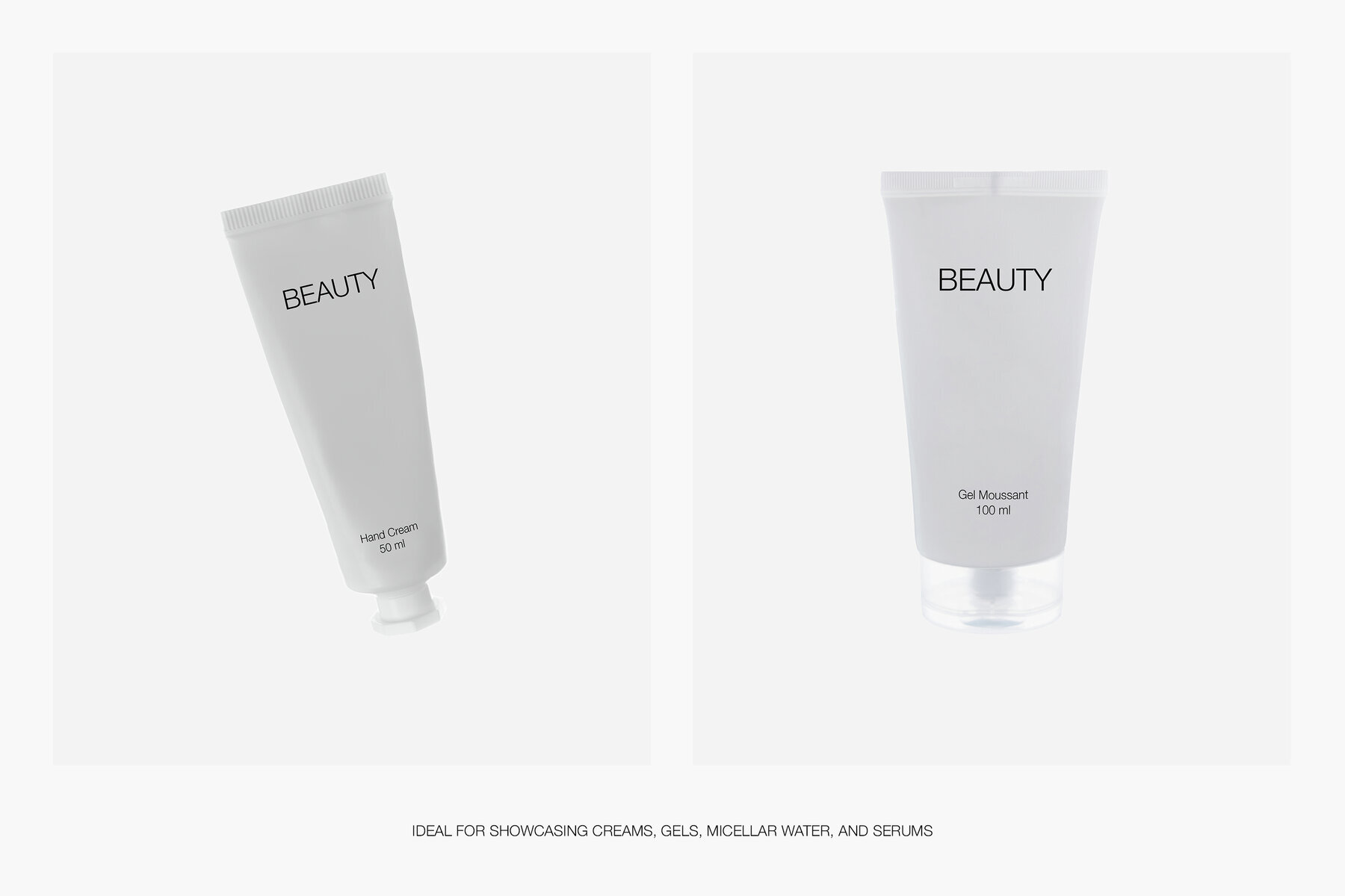 Cosmetic Bottle Glass Dropper and Hand Cream Tube Mockups 3