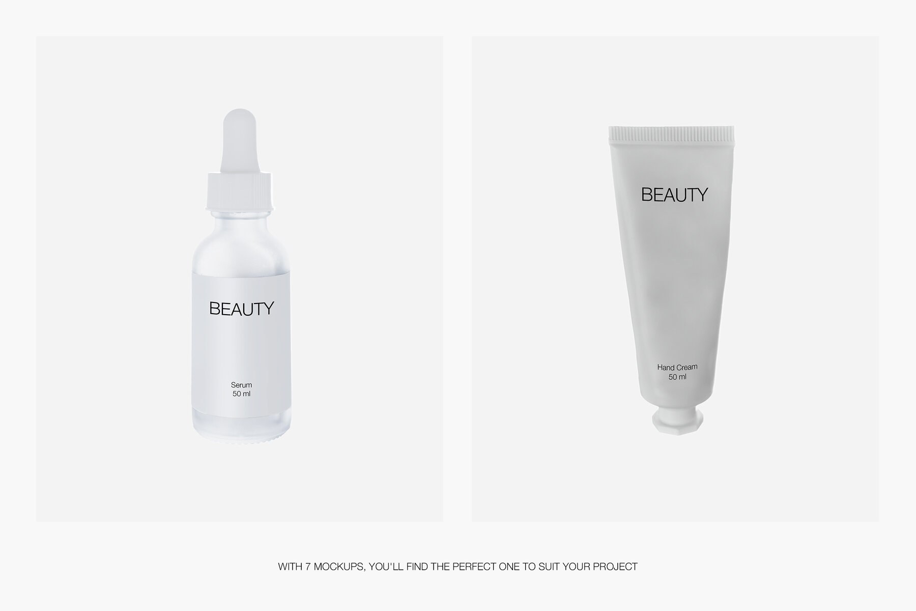 Cosmetic Bottle Glass Dropper and Hand Cream Tube Mockups 4