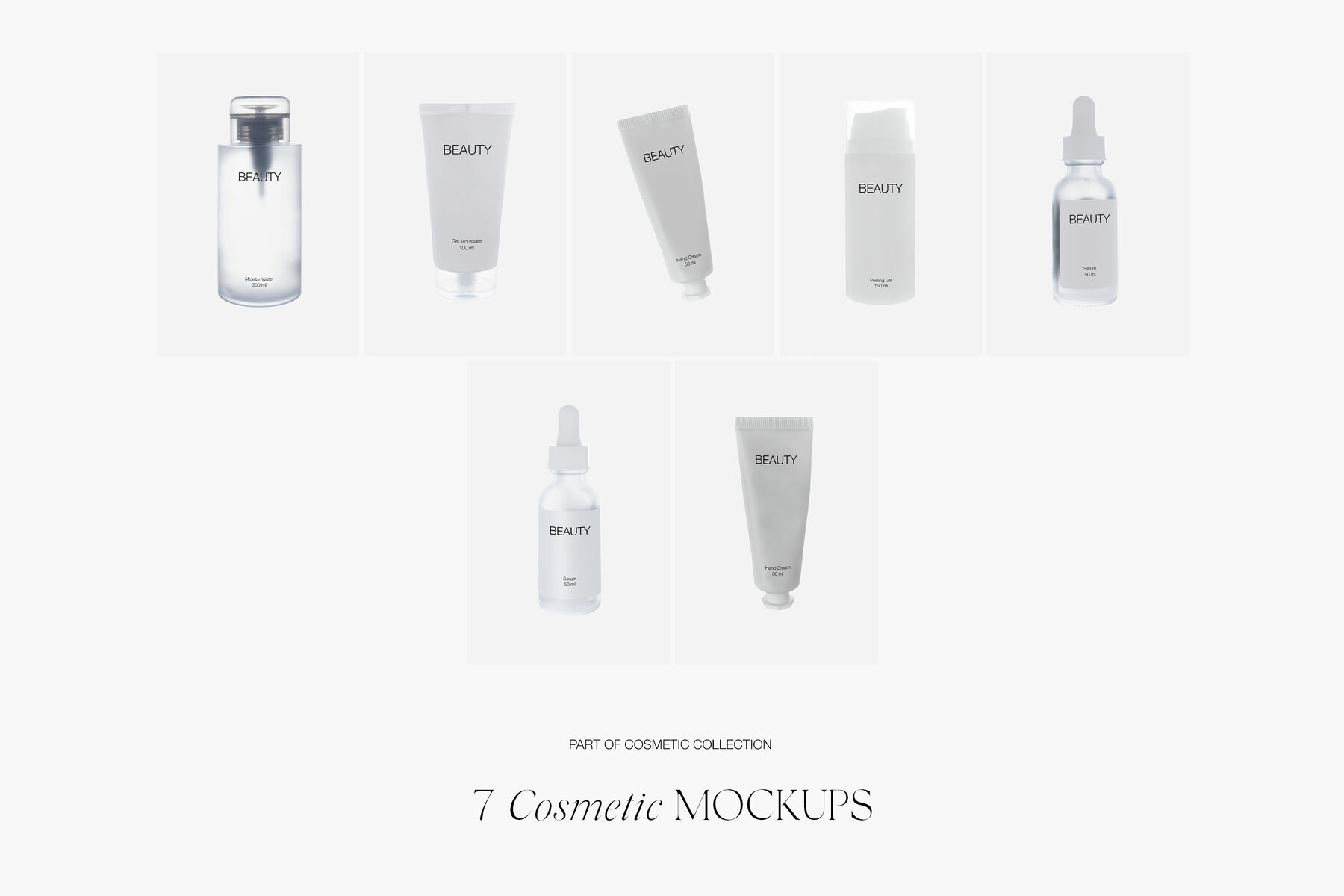 Cosmetic Bottle Glass Dropper and Hand Cream Tube Mockups 6