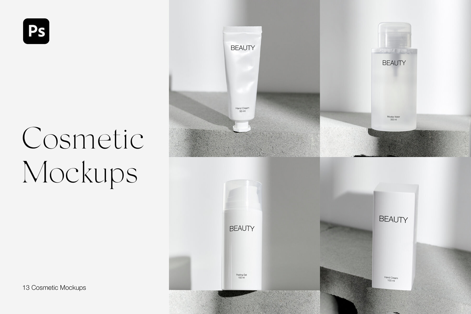 Hand Cream Tube Cosmetic Box and Bottle Mockups PSD 1