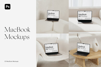 Aesthetic MacBook Air Mockups for Photoshop PSD