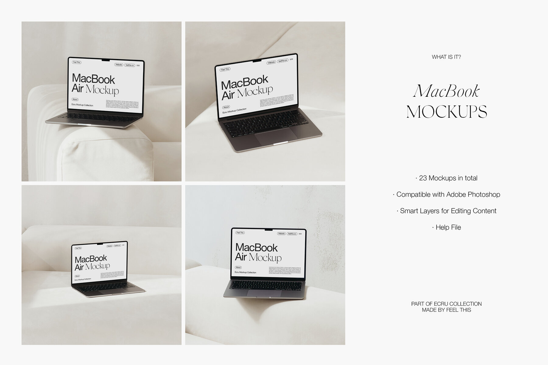 Aesthetic MacBook Air Mockups for Photoshop PSD 3