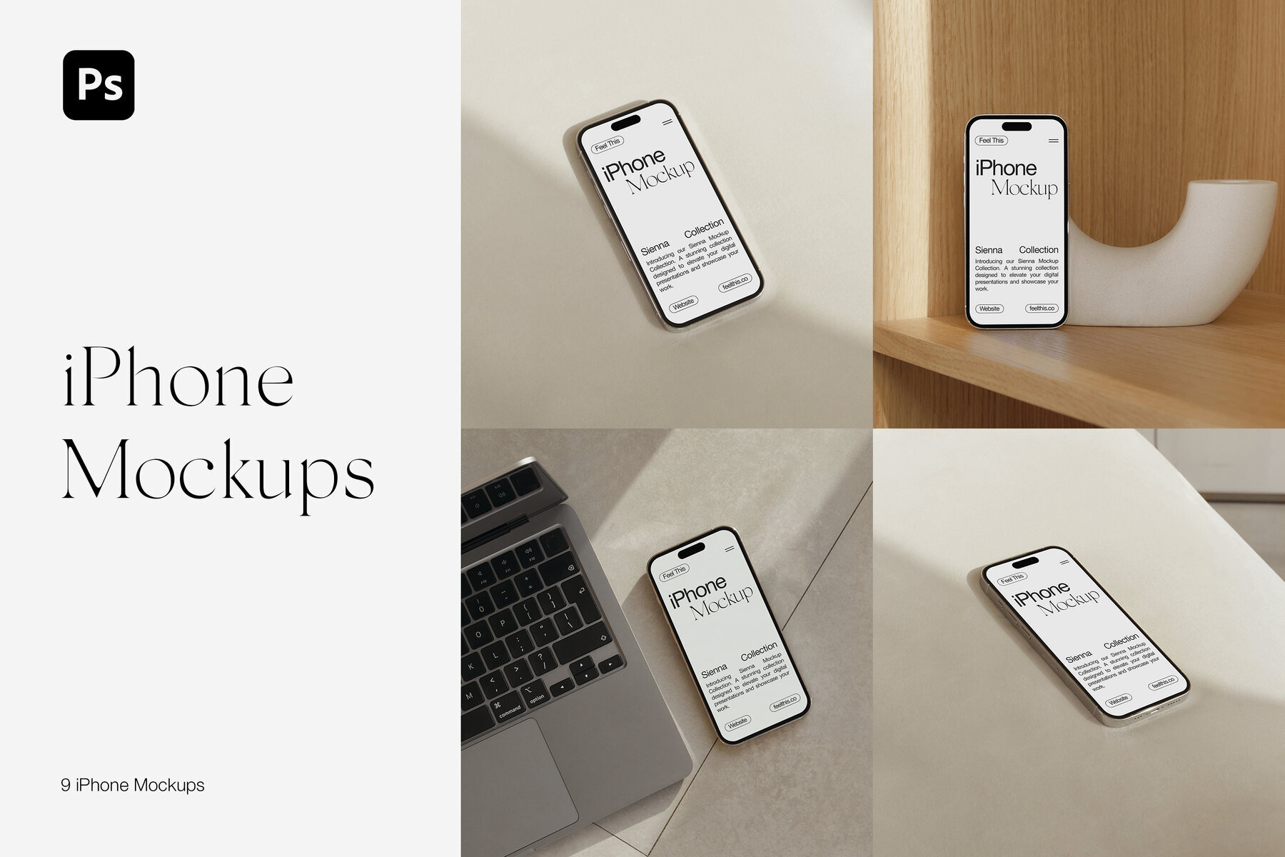 Realistic iPhone Mockups for Photoshop PSD 1