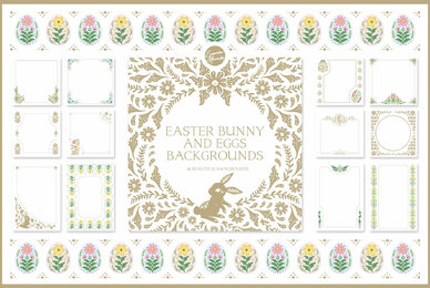 Floral Easter Bunny and Eggs Backgrounds