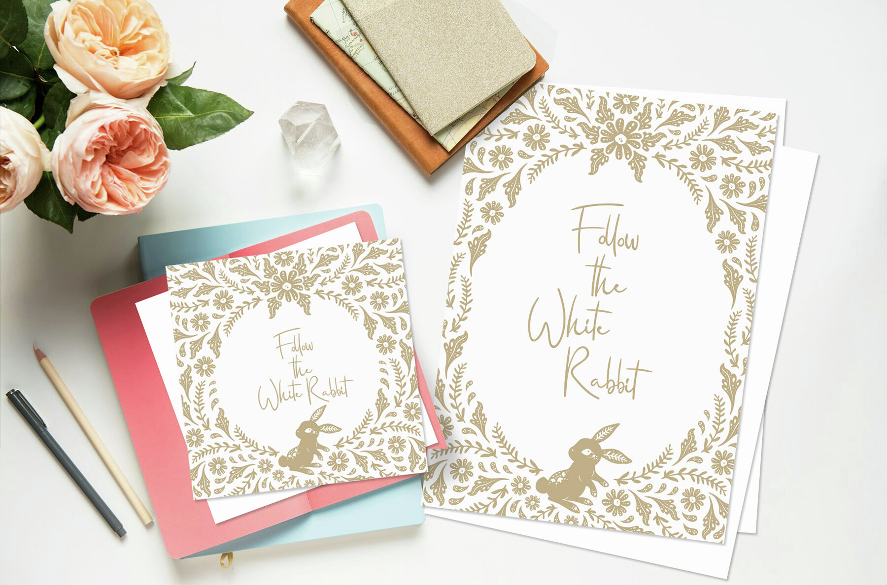 Floral Easter Bunny and Eggs Backgrounds 6