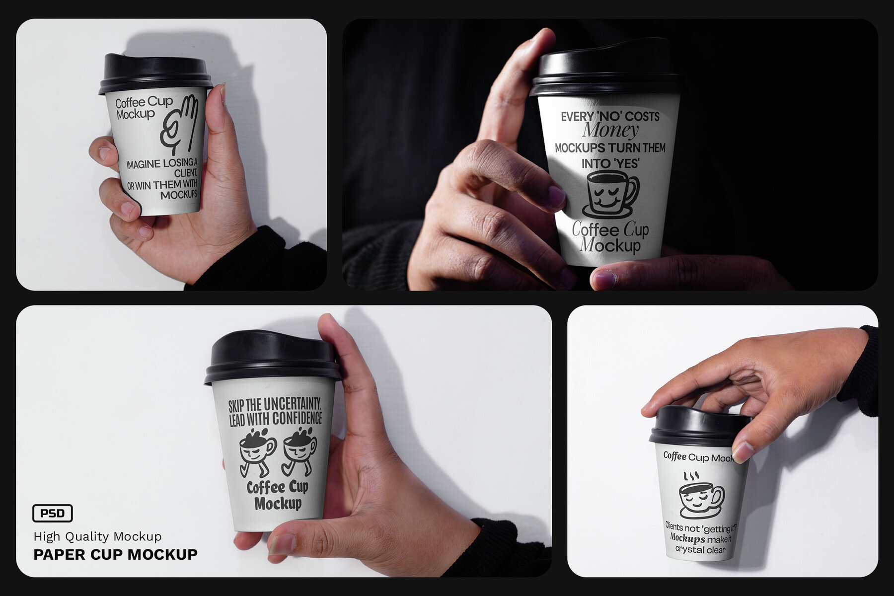 4 Realistic Scene Paper Cup Mockup 1