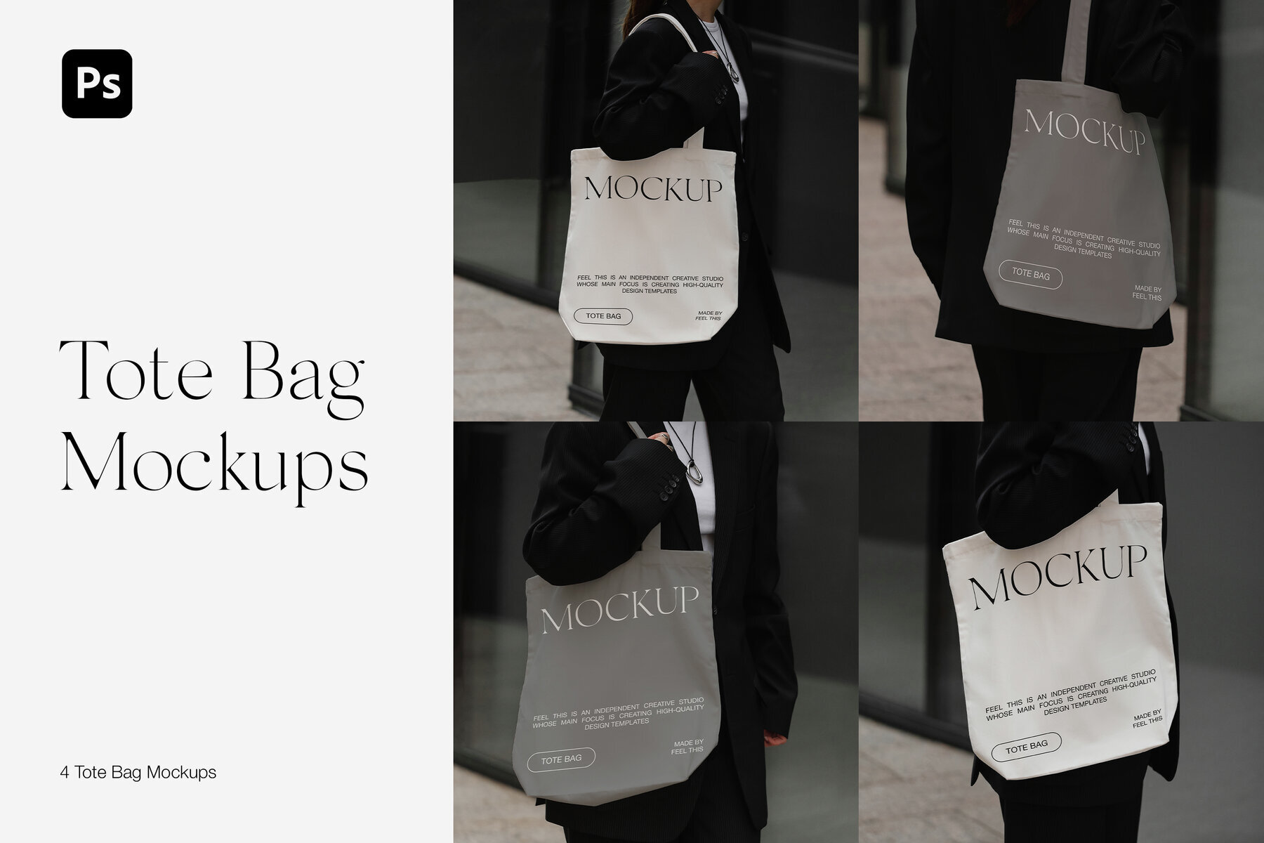 Realistic Tote Bag Mockups for Photoshop PSD 1