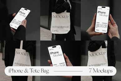 iPhone 16 Pro  Tote Bag Mockups for Photoshop PSD