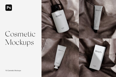 Hand Cream Tube Cosmetic Box and Bottle Mockups for Photoshop