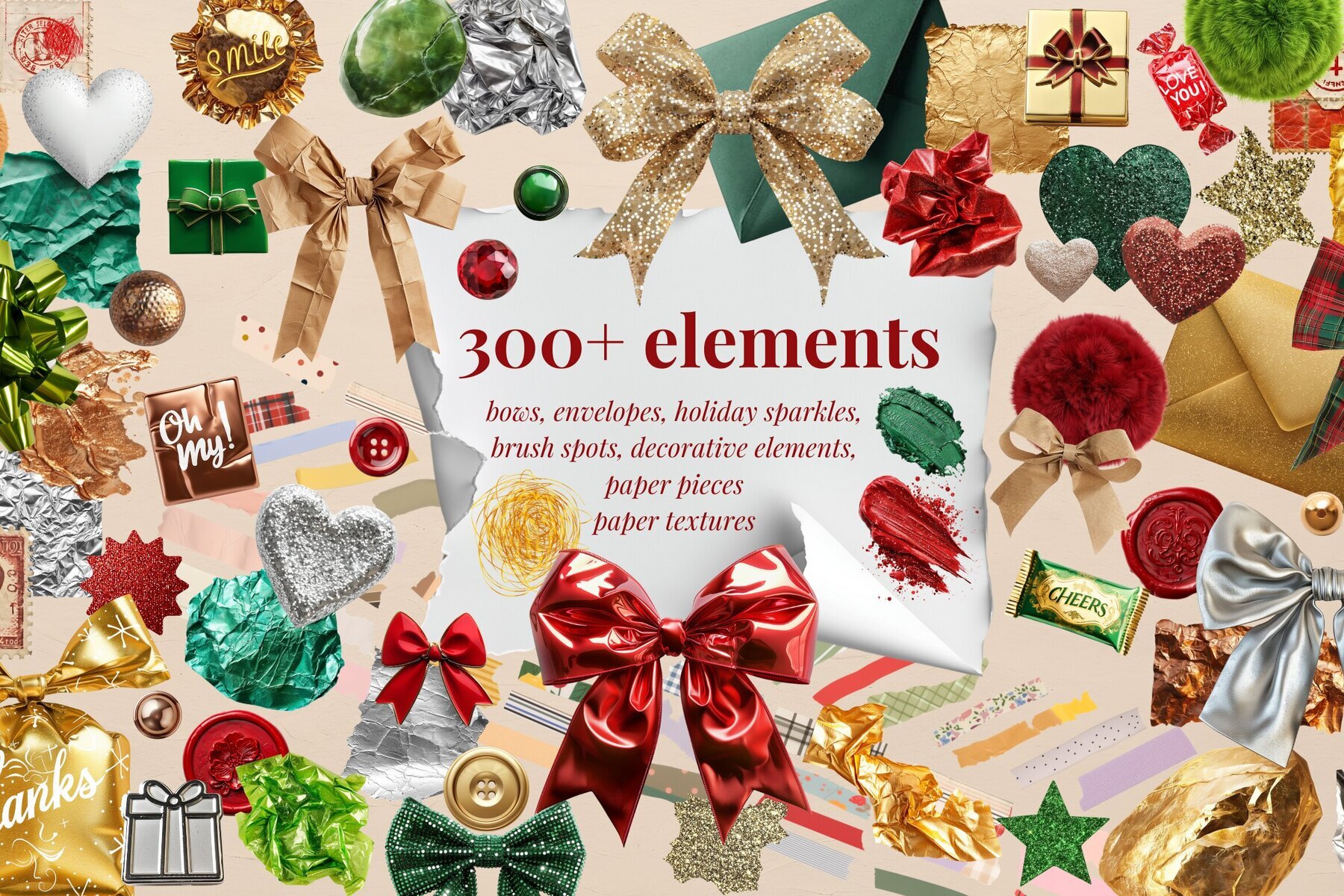 Festive Paper Collage Pack 2