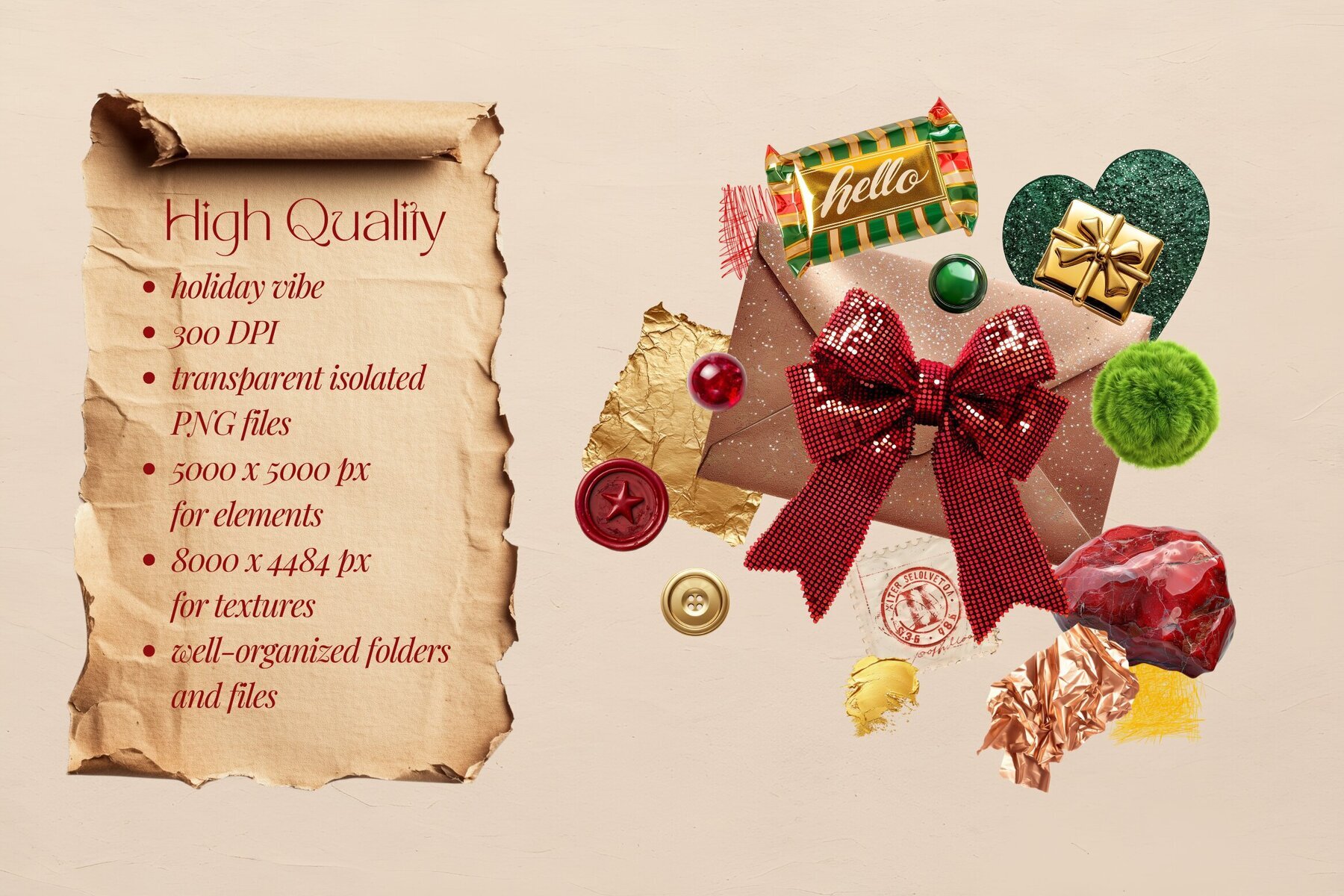 Festive Paper Collage Pack 3