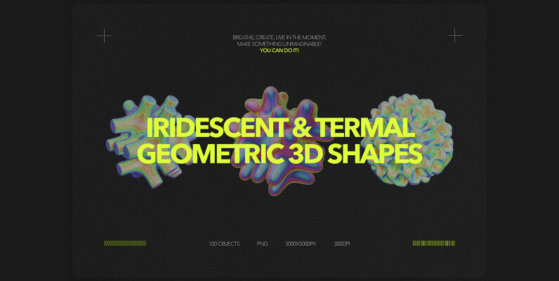 Iridescent and Termal Geometric 3D Shapes