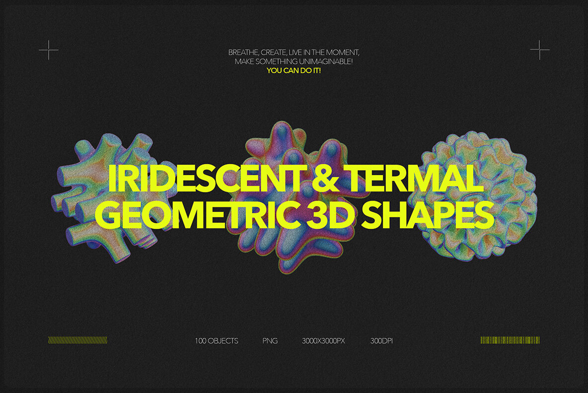 Iridescent and Termal Geometric 3D Shapes 1