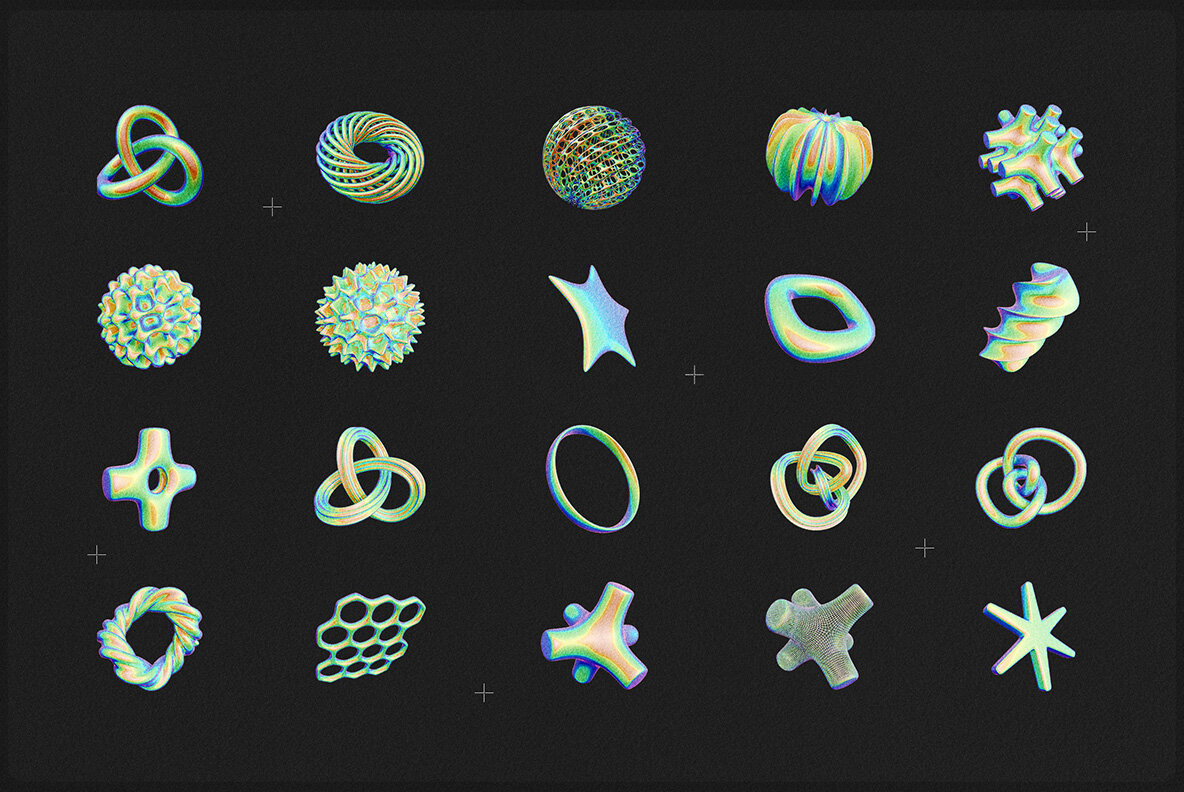 Iridescent and Termal Geometric 3D Shapes 5