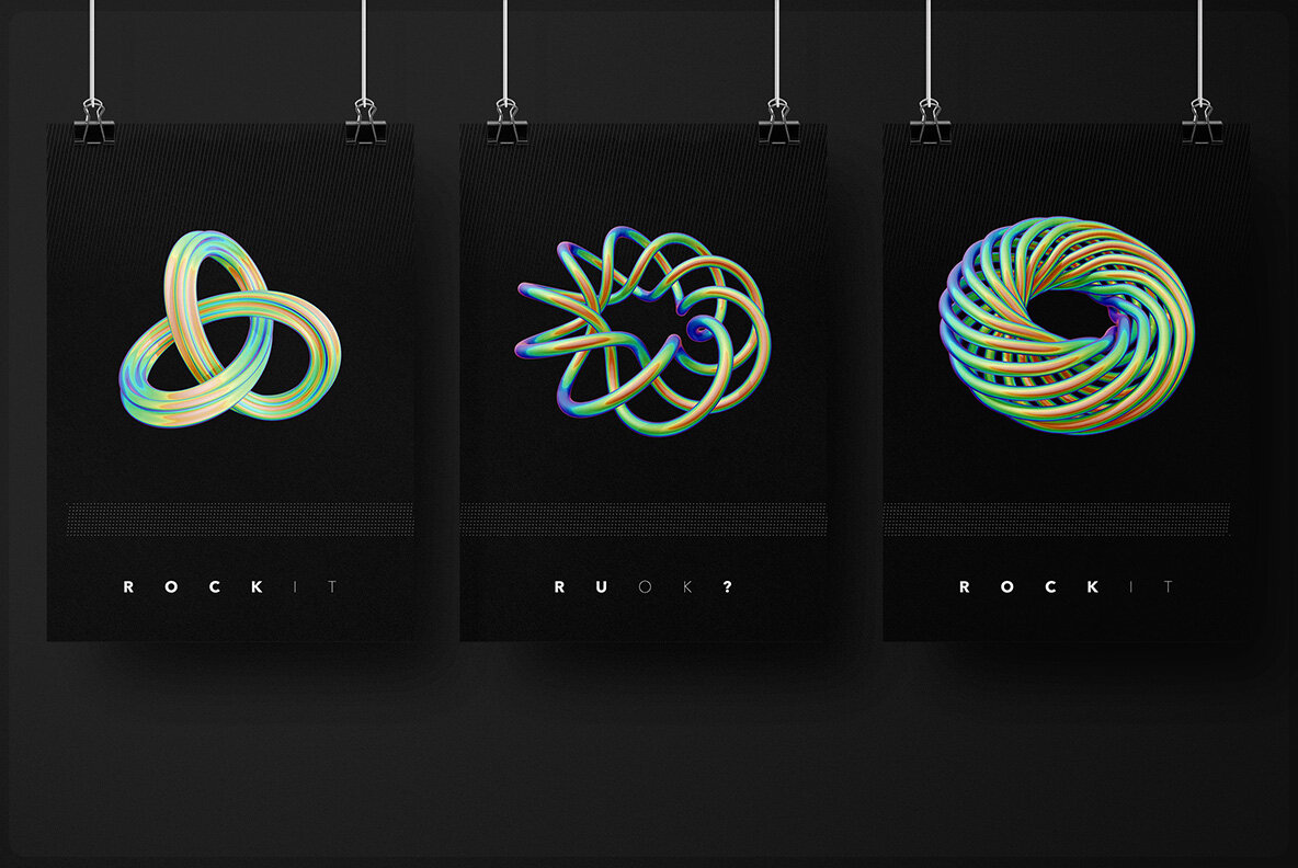 Iridescent and Termal Geometric 3D Shapes 7