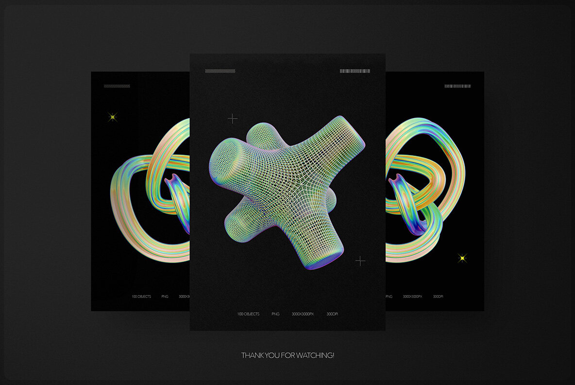 Iridescent and Termal Geometric 3D Shapes 8